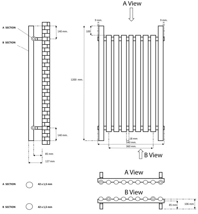 Eastbrook Lambourne horizontale radiator 55x120cm 549W chroom