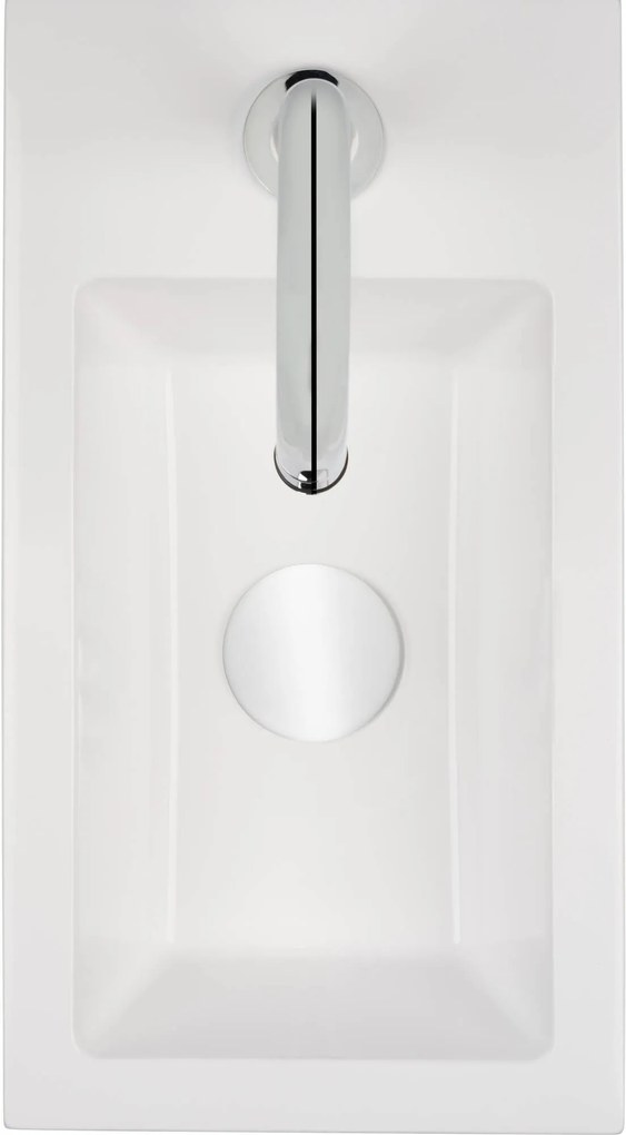 Saqu Square fonteinset met chromen kraan c-uitloop rechts wit mineraalmarmer