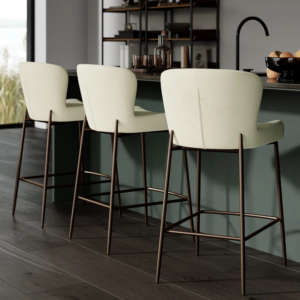 Dan-Form Glam Counter Barstoel Boucle Almond Shimmer Antique Brass