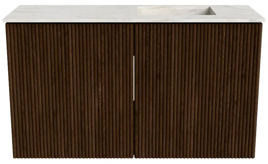 Mondiaz Joya DLux 70cm toiletmeubel walnut met wastafel faye rechts zonder kraangat ostra