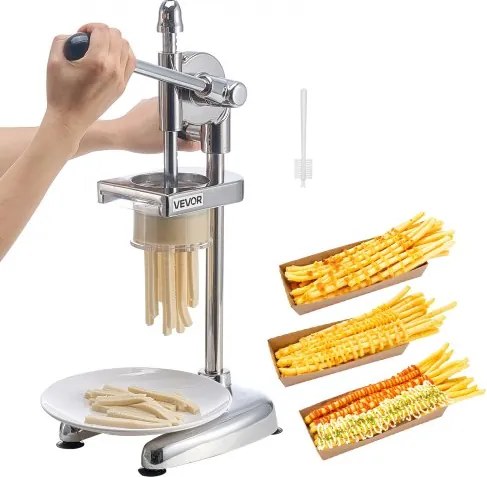 VEVOR Commerciële Frietsnijder, RVS Pers voor Gefrituurde Aardappelreepjes, Snijder met Uitschuifbare Extruder, Handmatige Aardappelpureepers voor Restaurants Café Bistro
