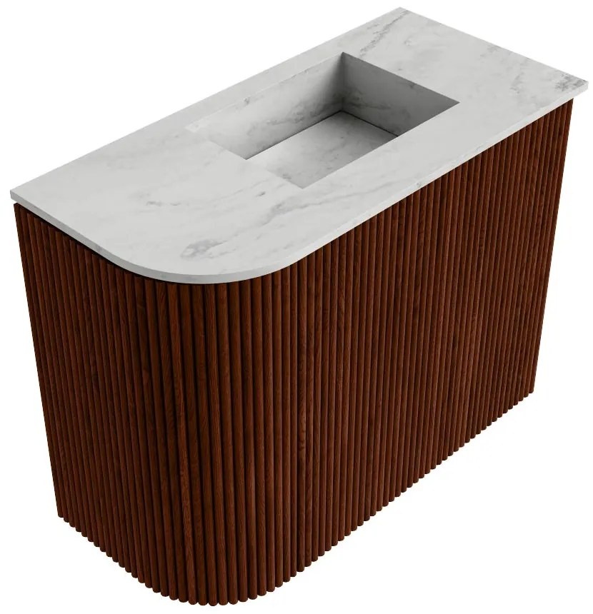 Mondiaz Joya DLux 50cm toiletmeubel ronding links ruby met wastafel faye rechts 1 kraangat opalo