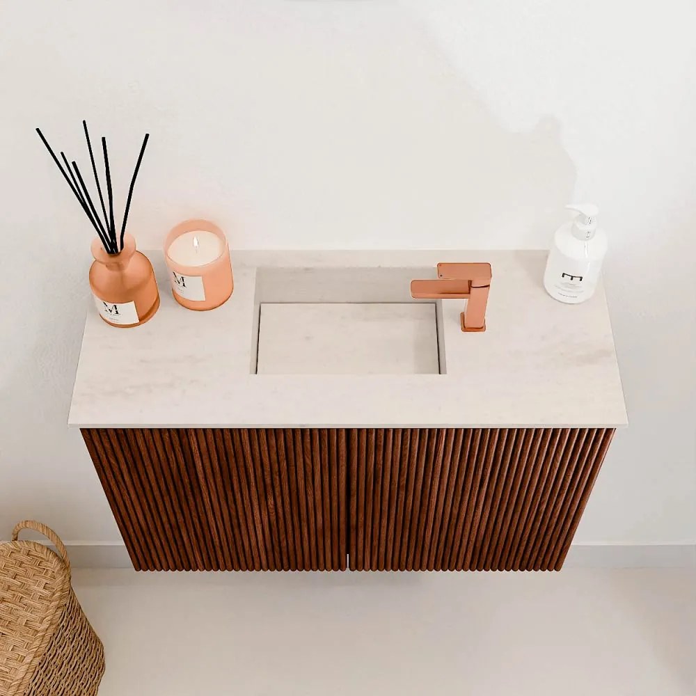 Mondiaz Joya DLux 60cm toiletmeubel ruby met wastafel faye midden 1 kraangat meli