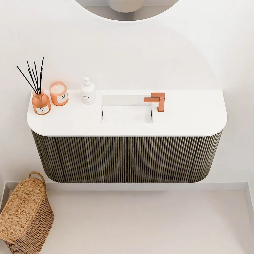 Mondiaz Joya 85cm toiletmeubel ronding links/rechts shadow met wastafel faye midden 1 kraangat talc