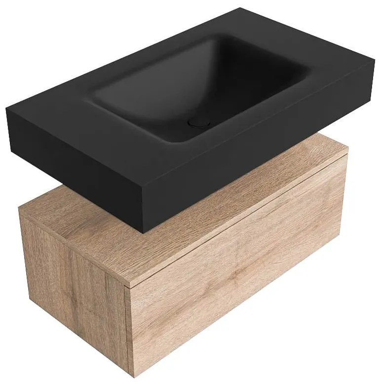 Zaro Alan badmeubel 80cm washed oak 1 lade met vrijhangende wastafel cloud midden 1 kraangat urban