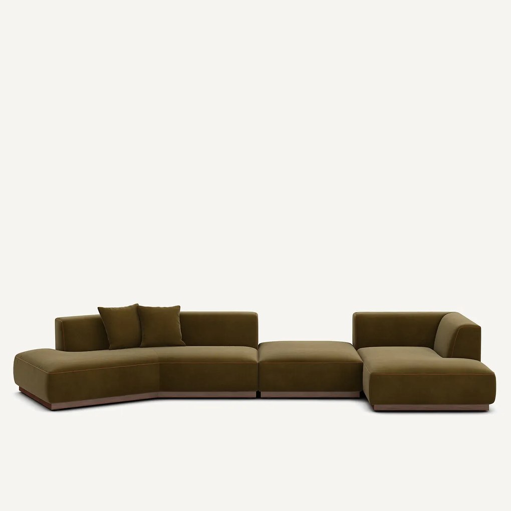 Open bank met hoek rechts met fluwelen voetensteun, JACOPO