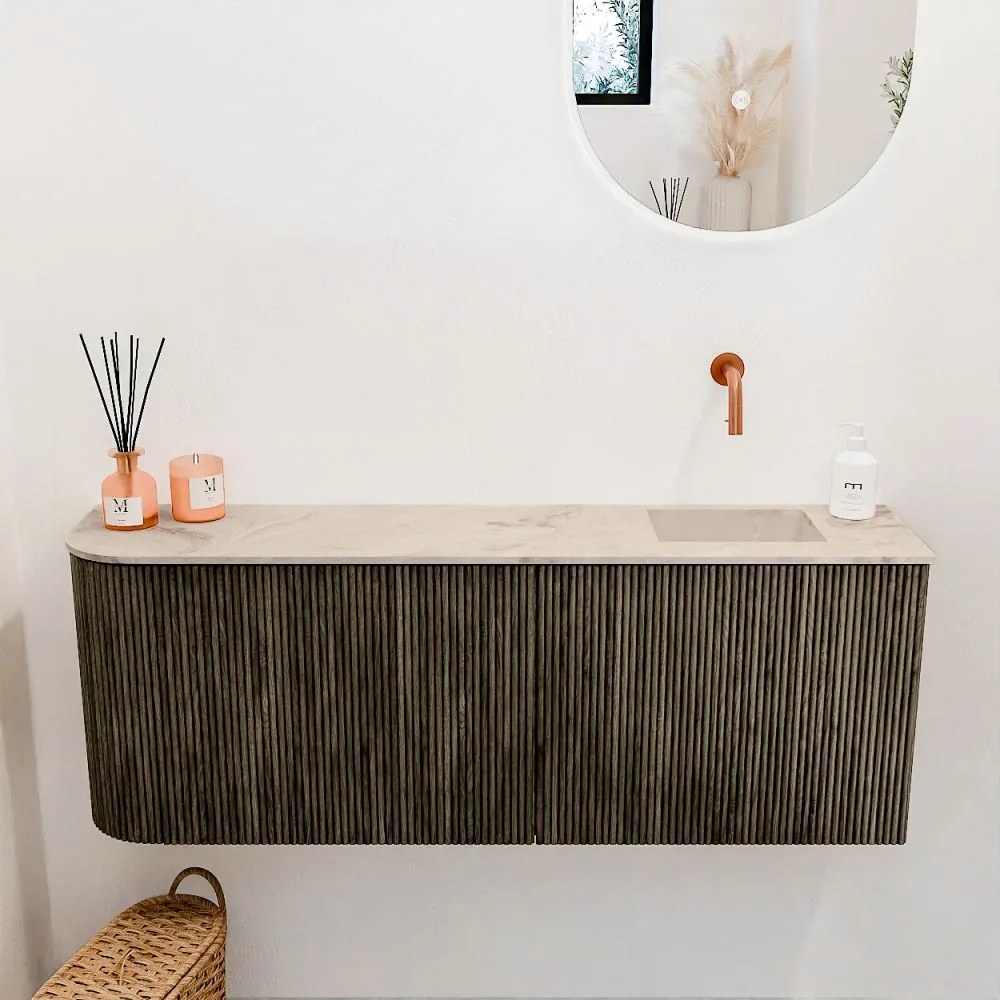 Mondiaz Joya DLux 110cm toiletmeubel ronding links shadow met wastafel faye rechts zonder kraangat frappe