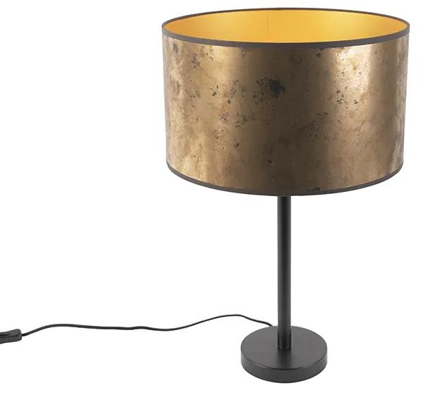 Art Deco tafellamp zwart met oud bronzen kap 35 cm - Simplo Modern, Art Deco E27 cilinder / rond rond Binnenverlichting Lamp