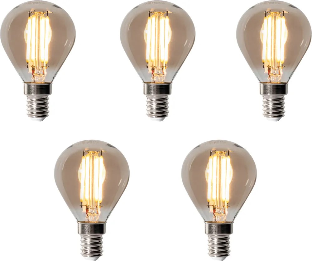 Set van 5 E14 dimbare LED lampen P45 smoke 5W 470 lm 2200K