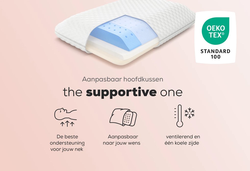 Aanpasbaar Hoofdkussen The Supportive One – Bij Swiss Sense