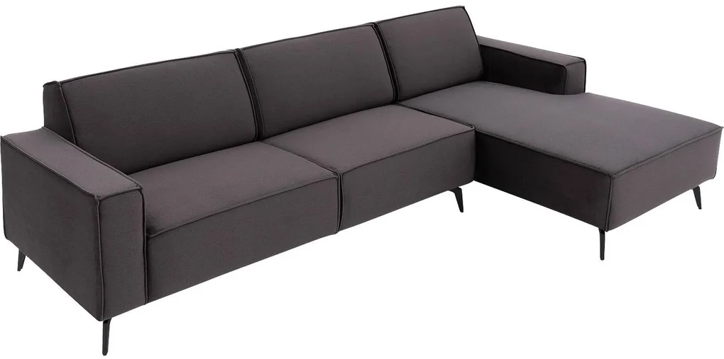 Goossens Hoekbank Hercules antraciet, stof, 2,5-zits, modern design met chaise longue rechts