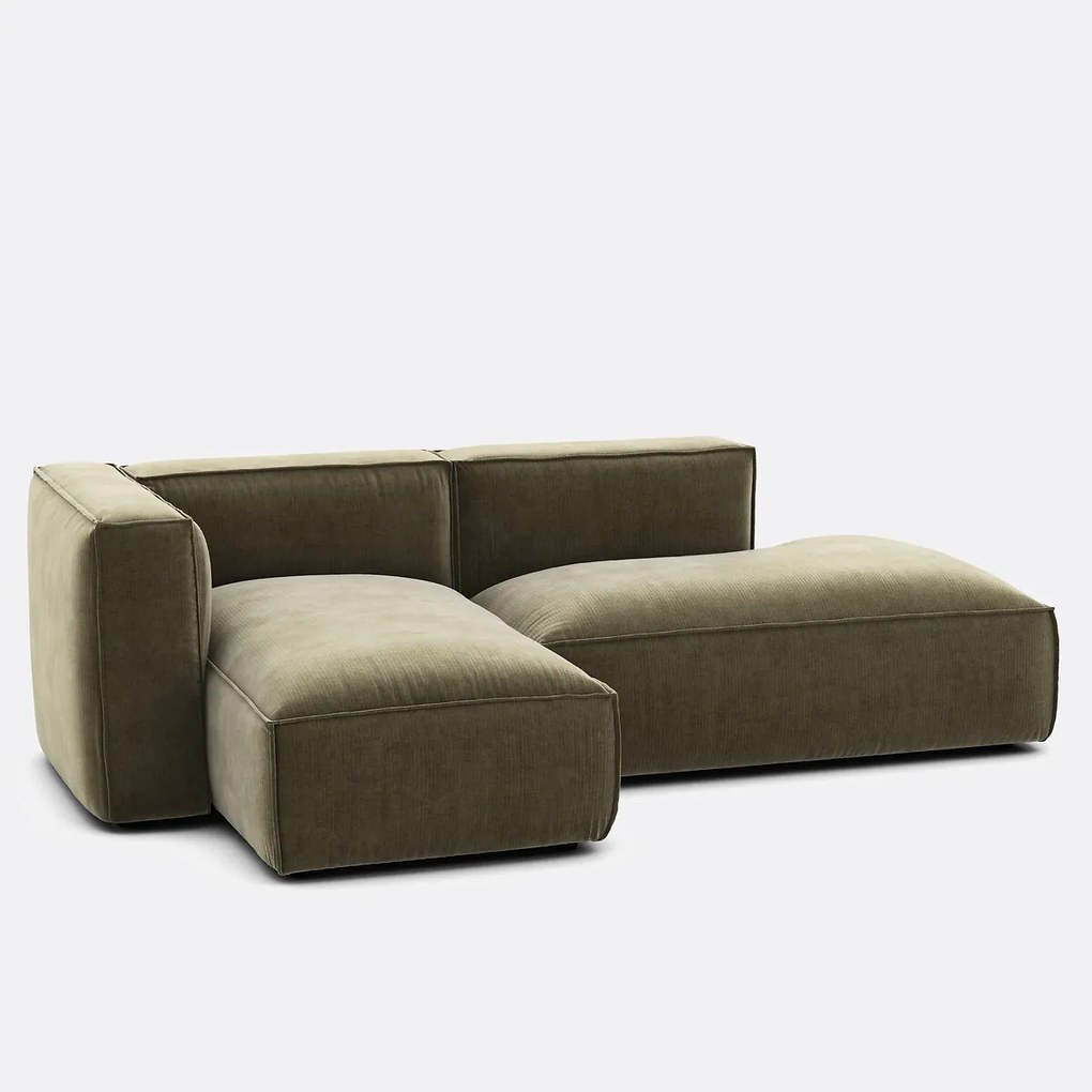 Hoekbank links, vintage ribfluweel, Seven