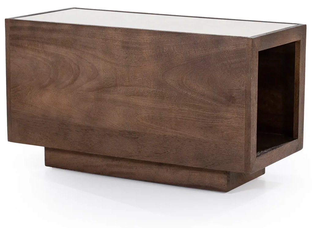 Eleonora Hazel Bijzettafel Donker Hout En Marmer - 35 X 79cm.
