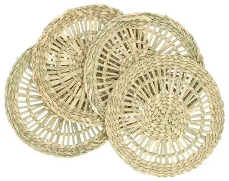 Onderzetter, rond, zeegras, set van 4