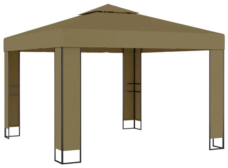 Prieel met dubbel dak 180 g/m² 3x3x2,7 m taupe