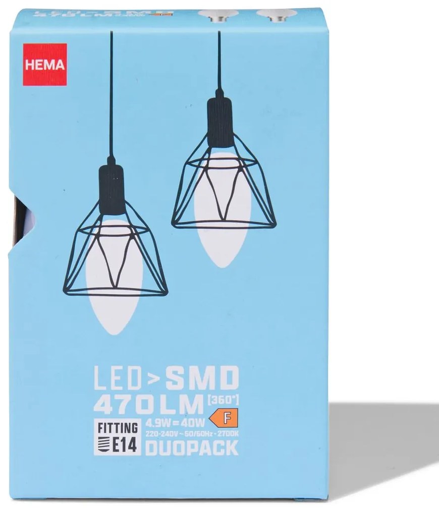 HEMA Led Kaars Smd E14 4.9w 470lm - 2 Stuks