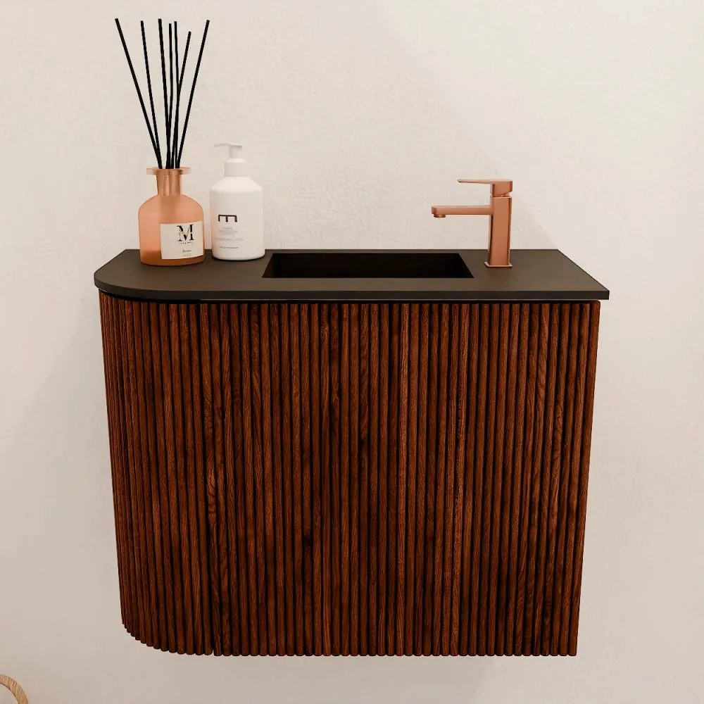 Mondiaz Joya 50cm toiletmeubel ronding links ruby met wastafel faye rechts 1 kraangat urban