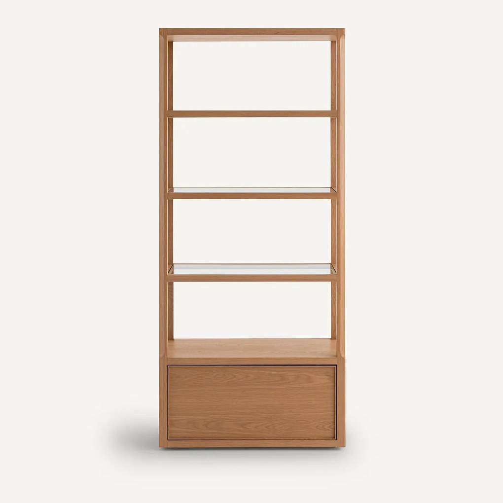 Eikenhouten en gefineerde boekenkast IENA, ontwerp Emmanuel Gallina