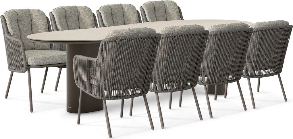 Tuinset 8 personen 300 cm Rope Taupe Santika Furniture Santika