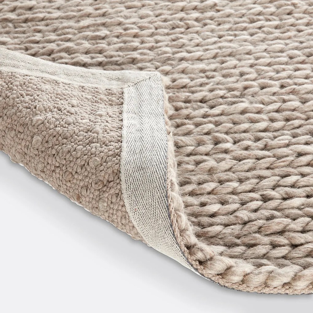 Vierkant wollen vloerkleed met tricot effect, Diano