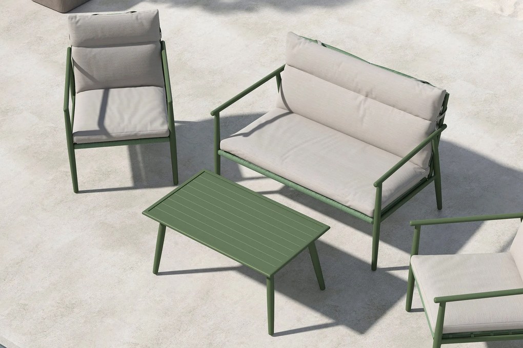 The Outsider Stoel-bank-tafel-loungeset-mees-groen/beige-the-outsider