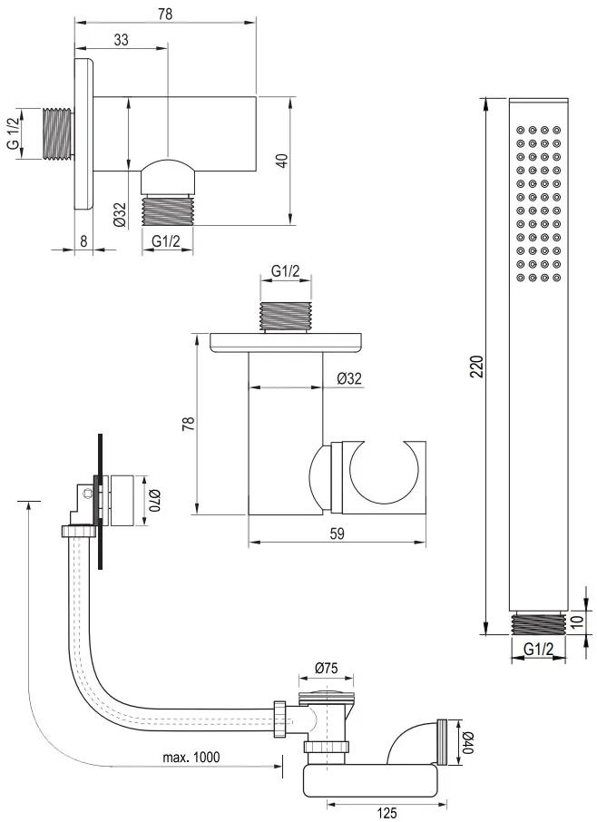 Brauer Gold Edition thermostatische inbouw badkraan met badvulcombinatie en staafhanddouche set 3 messing geborsteld PVD