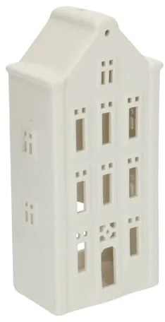 Waxinelichthouder, porselein, huisje met puntgevel, 20 cm