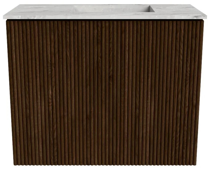 Mondiaz Joya DLux 50cm toiletmeubel walnut met wastafel faye rechts 1 kraangat glace