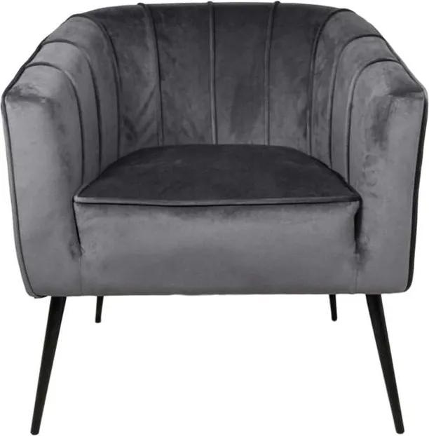 HSM Collection fauteuil Chester - velvet - donkergrijs - Leen Bakker