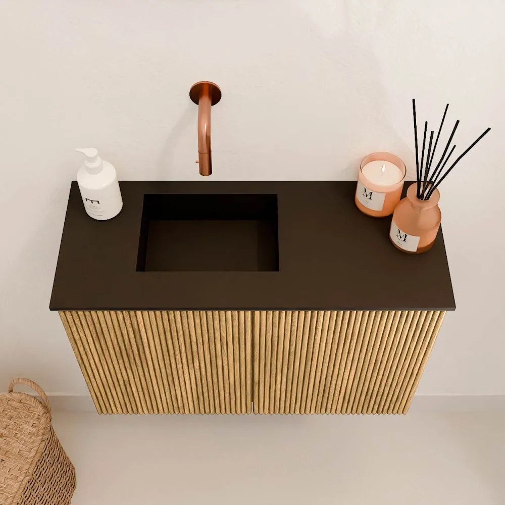 Mondiaz Joya 60cm toiletmeubel oak met wastafel faye links zonder kraangat urban