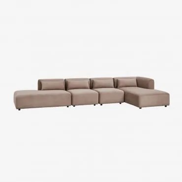 Modulaire Hoekbank Met Chaise Longue Rechts, 4-delig Met Divan Fogler Corduroy Kameelbruin - Sklum