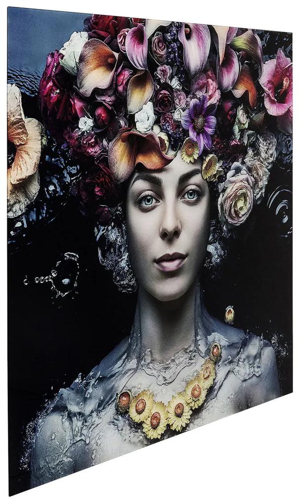 Kare Design Flower Art Lady Glas Portret 80x80 Cm