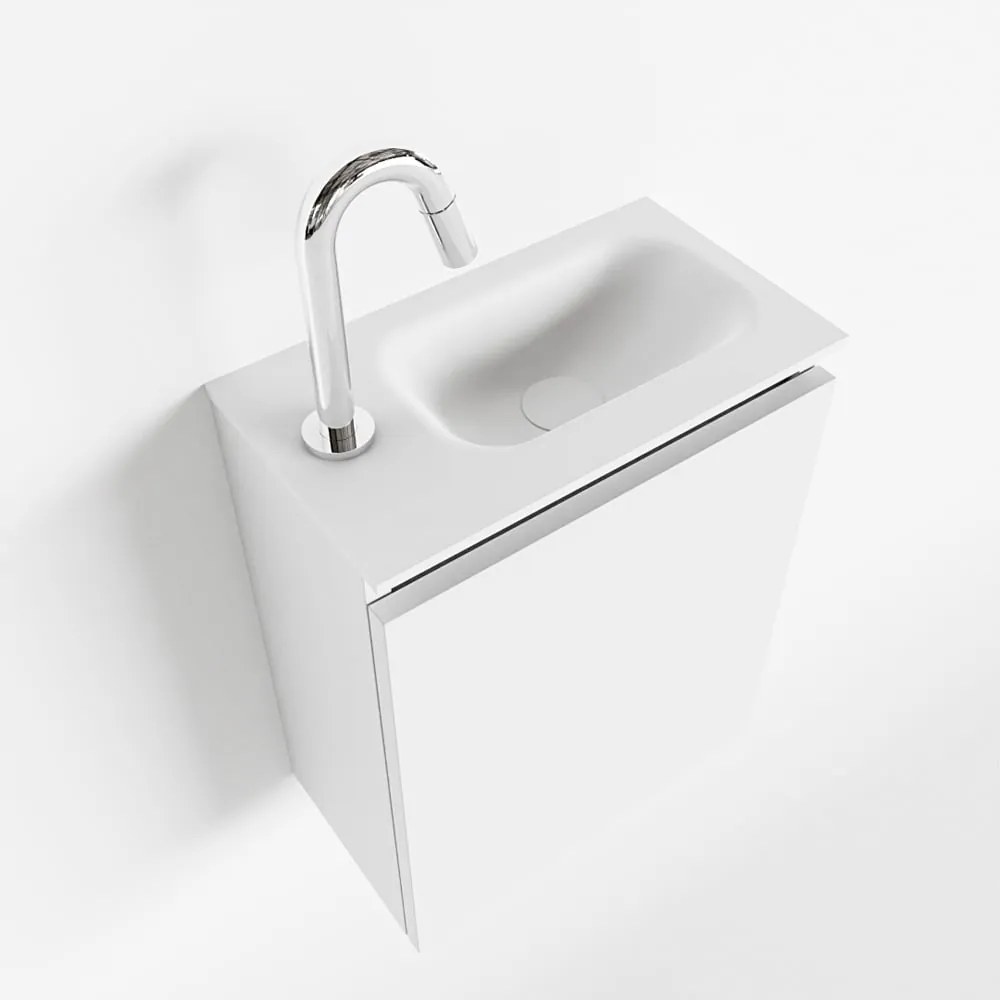 Mondiaz Ture 40cm toiletmeubel talc met wastafel talc rechts 1 kraangat