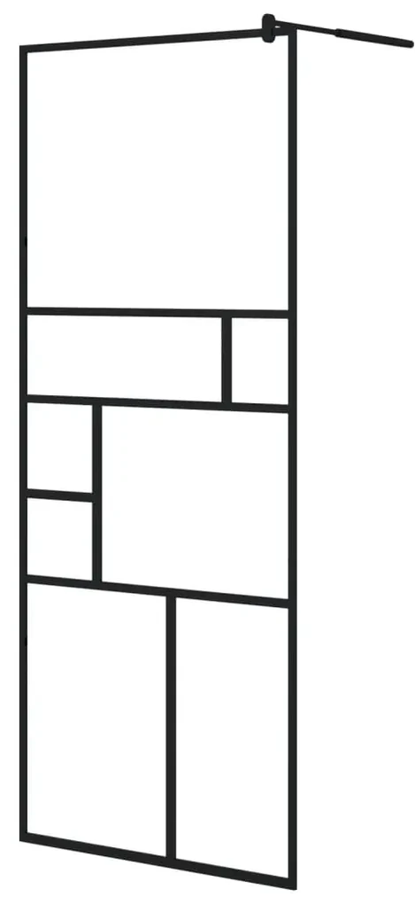 vidaXL Inloopdouchewand 80x195 cm ESG-glas transparant en zwart