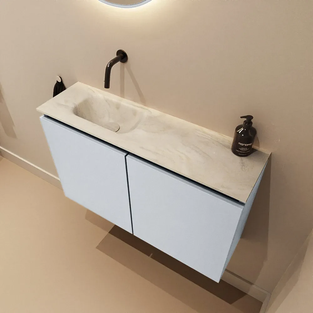 Mondiaz Ture DLux toiletmeubel 80cm clay met wastafel ostra links zonder kraangat