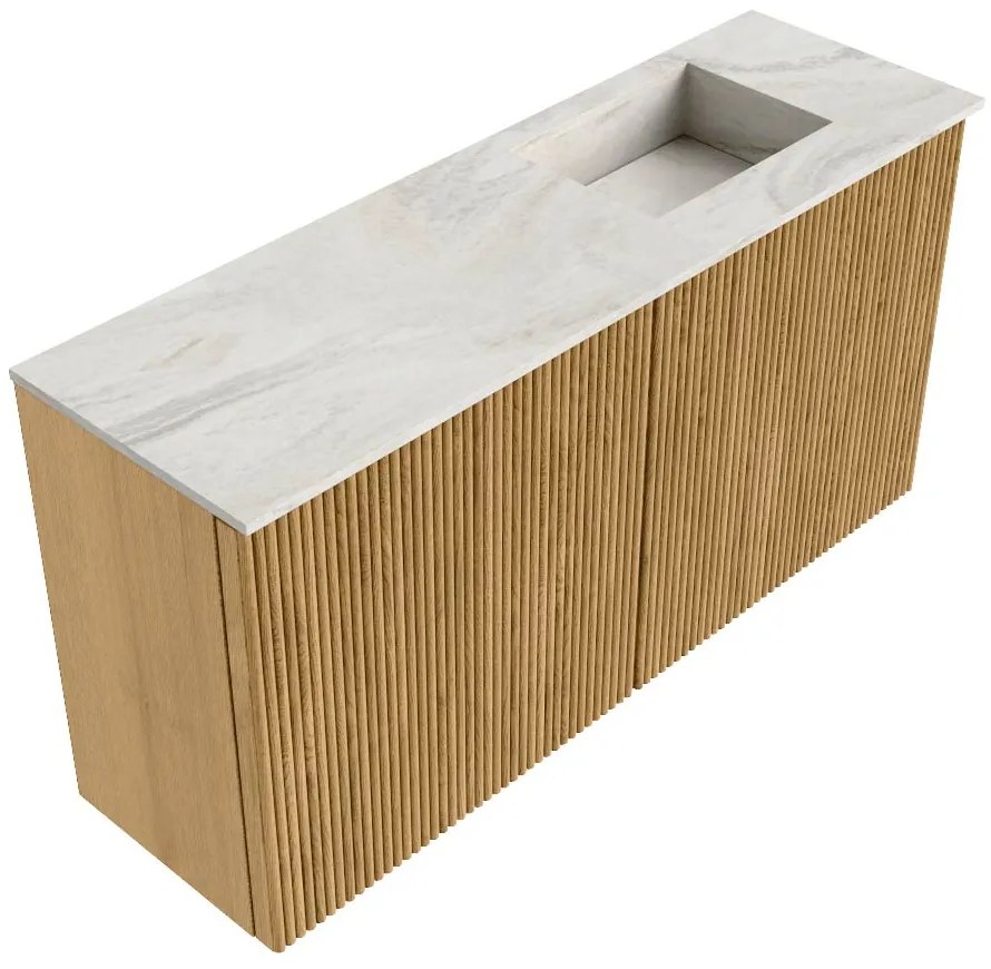 Mondiaz Joya DLux 80cm toiletmeubel oak met wastafel faye rechts zonder kraangat ostra