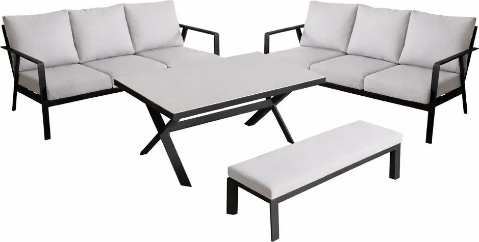 Showroommodel Jamaica bank dining loungeset 4 delig aluminium antraciet