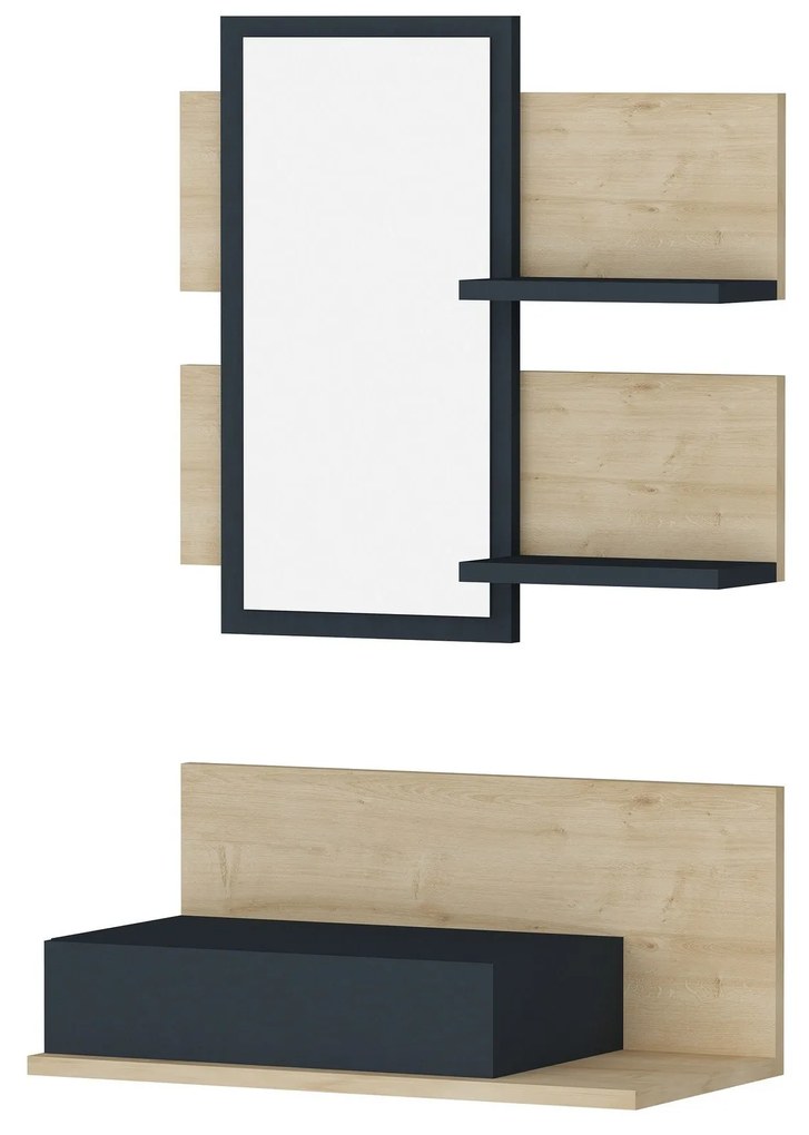 Set van 3 wandplanken Ferrol met spiegel | Hannah Home