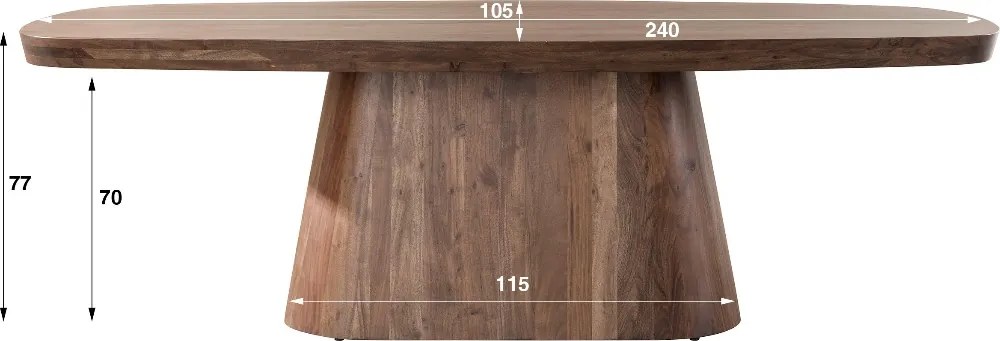 Eettafel Deens Ovaal 240 Cm - 240 X 105cm.