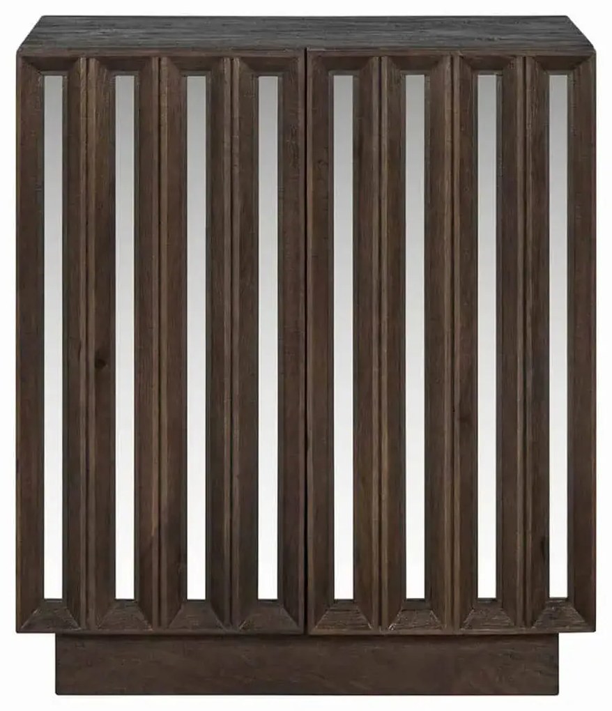 Richmond Interiors Bryant Wandkastje Donkerbruin Mangohout Met Spiegel - 80x40x91.5cm.