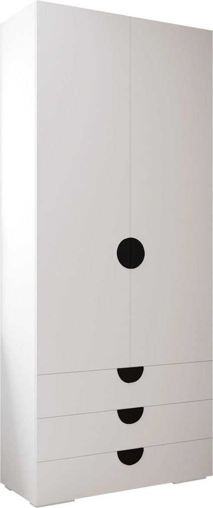 Kledingkast Hartford 565, Zwart, Wit, 237x100x47cm, 105.6 kg, Kledingkast deuren: Met scharnieren