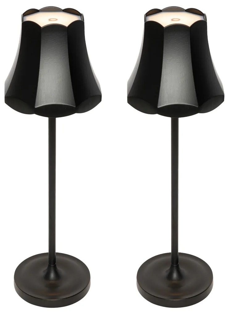 Set van 2 retro tafellampen zwart oplaadbaar IP44 - Granny