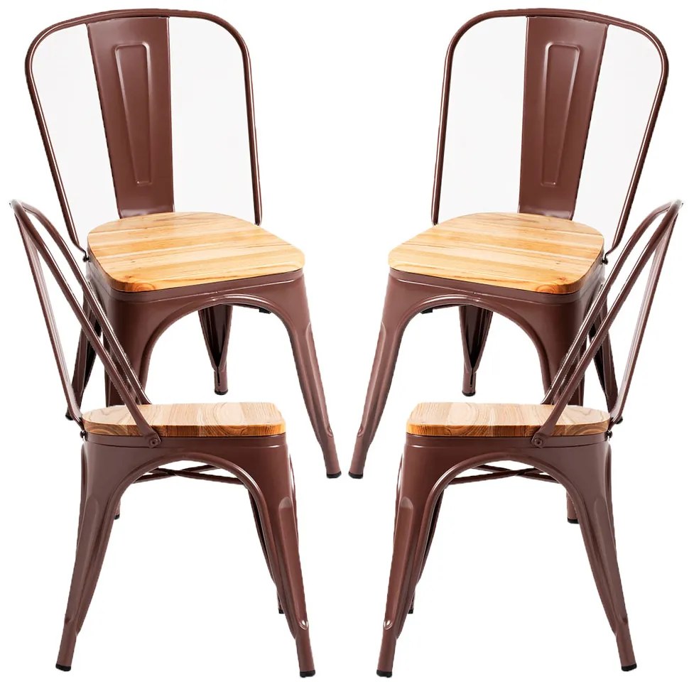 Pakket 4 Stoelen Torix Natuurlijk Hout