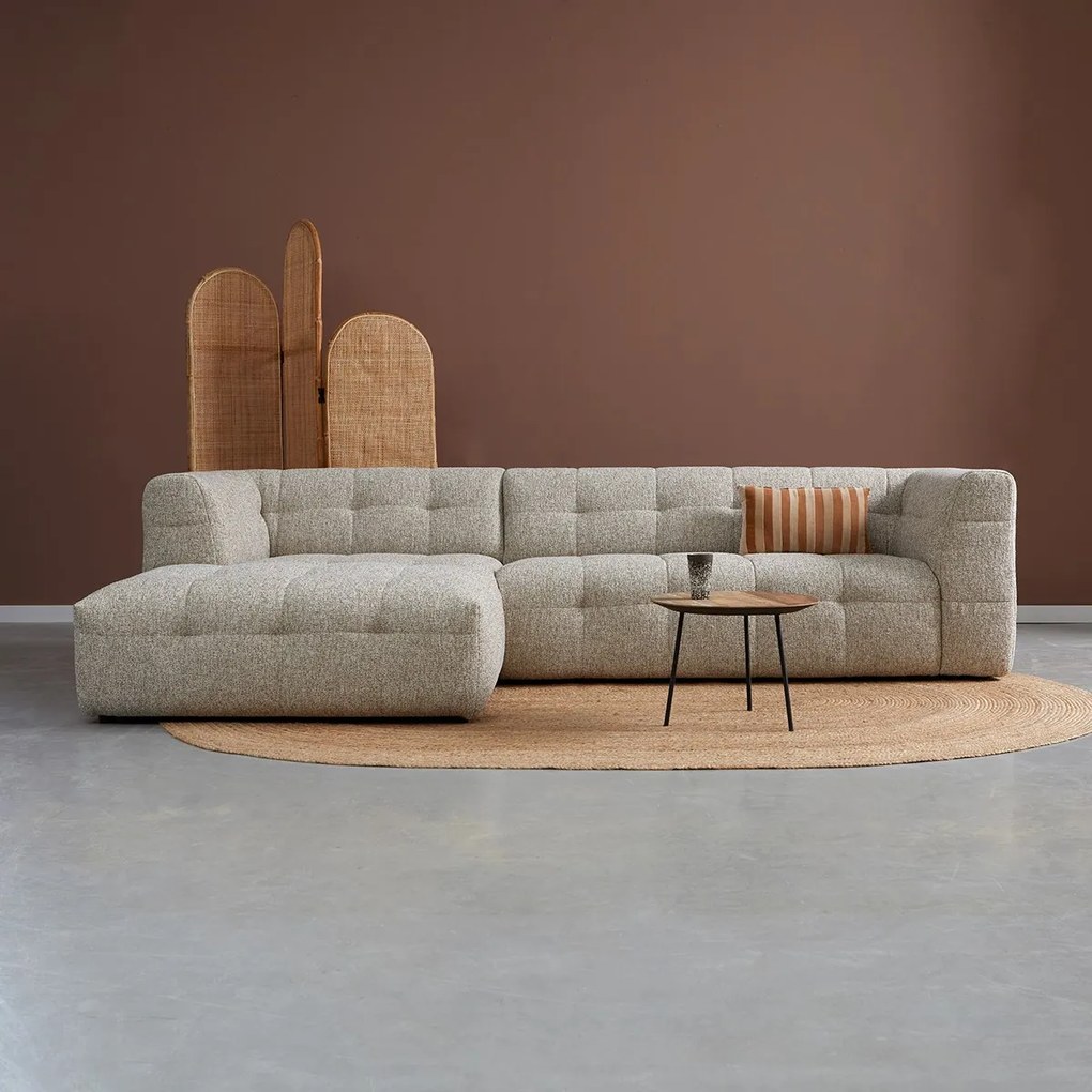 Hoekbank Beige Gemeleerd Links