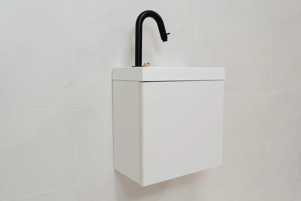 Sanigoods Minimo toiletmeubel 40cm mat wit met mat witte fontein met kraangat