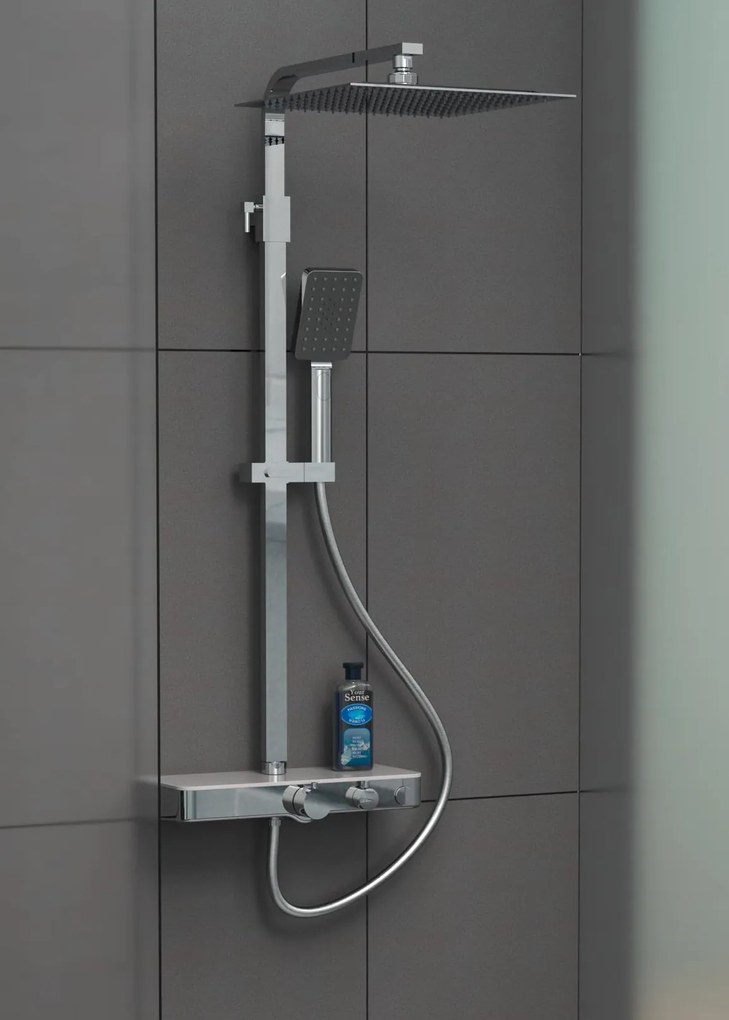 Schutte Ocean complete regendouche inclusief thermostaatkraan en planchet chroom/wit