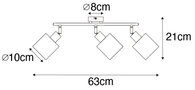 Stoffen PlafondSpot / Opbouwspot / Plafondspot staal met witte kap 3-lichts verstelbaar - Hetta Modern E14 Binnenverlichting Lamp