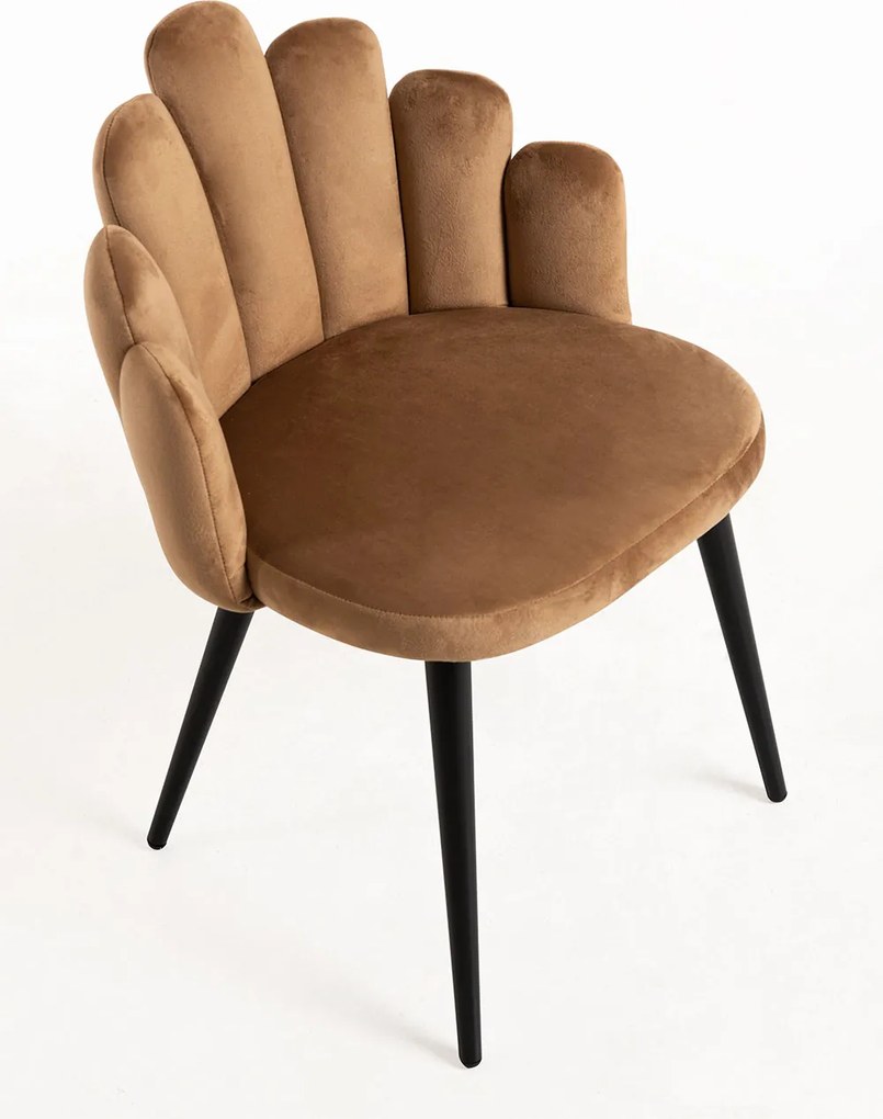 Set 4 Hand Fluwelen Stoelen Zwarte Poten