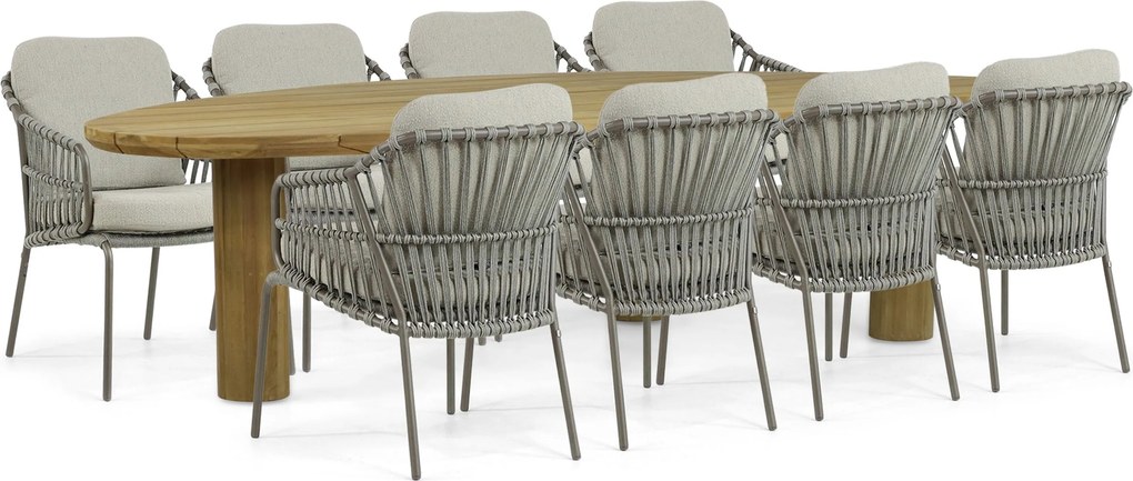 Tuinset 8 personen Aluminium/rope Taupe 4 Seasons Outdoor Capalbio/Leafline