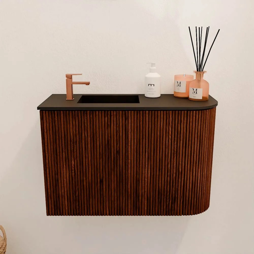 Mondiaz Joya 60cm toiletmeubel ronding rechts ruby met wastafel faye links 1 kraangat urban
